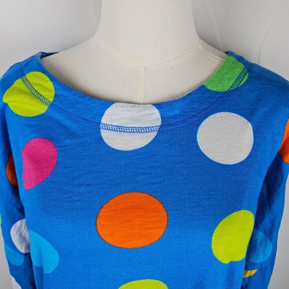 Parsley & Sage Polka Dot Long Sleeve Top Small Cotton Blue Maximalism - Picture 2 of 6